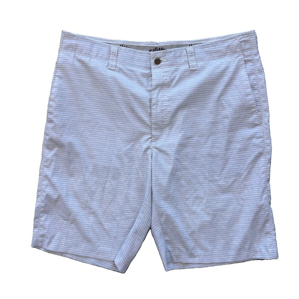 Callaway Golf Short Pants Men Blue/White Seersucker Casual Outdoors Travel 36